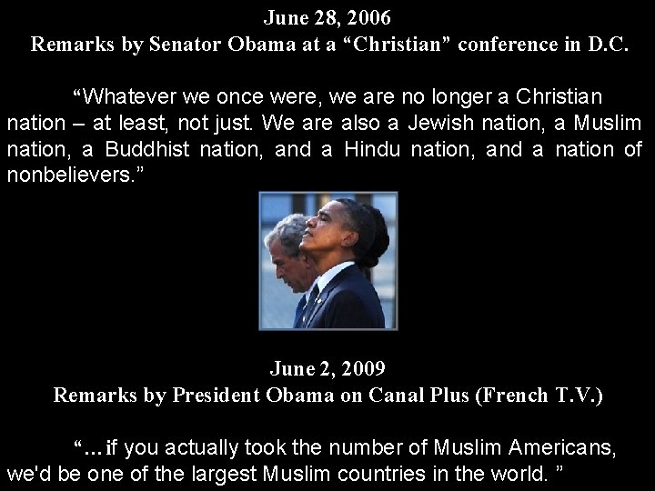 June 28, 2006 Remarks by Senator Obama at a “Christian” conference in D. C.