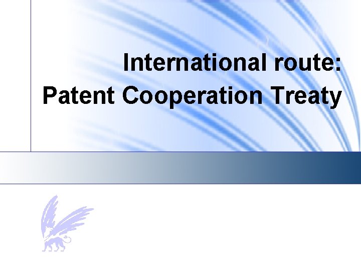 International route: Patent Cooperation Treaty 