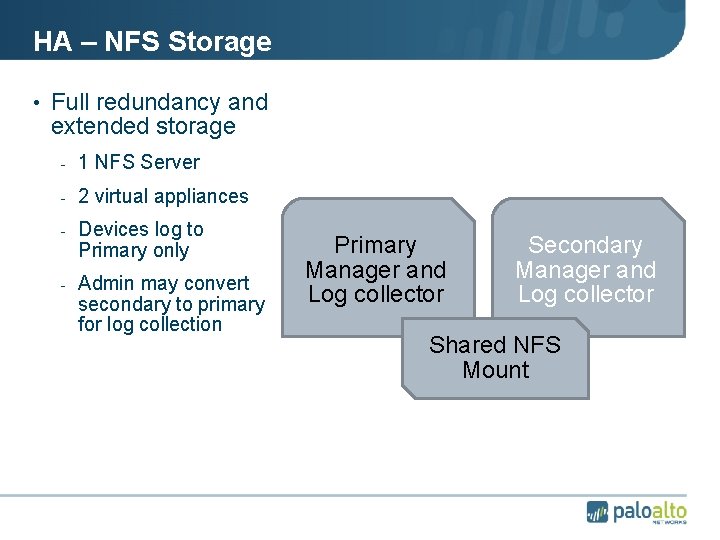 HA – NFS Storage • Full redundancy and extended storage - 1 NFS Server