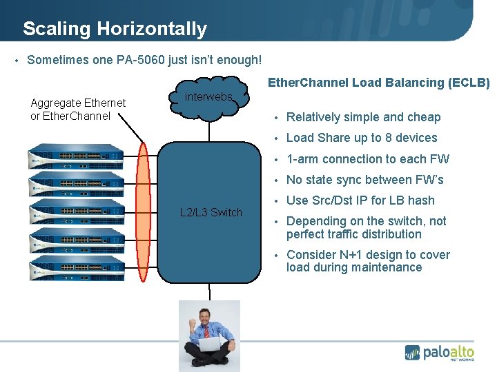 Scaling Horizontally • Sometimes one PA-5060 just isn’t enough! Ether. Channel Load Balancing (ECLB)