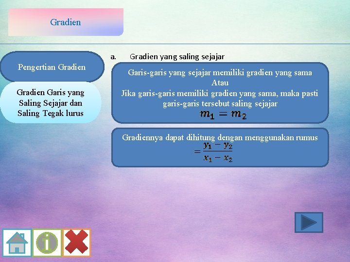 Gradien a. Pengertian Gradien Garis yang Saling Sejajar dan Saling Tegak lurus Gradien yang