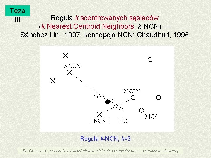 Teza III Reguła k scentrowanych sąsiadów (k Nearest Centroid Neighbors, k-NCN) — Sánchez i