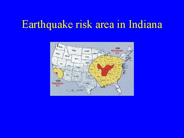 Earthquake risk area in Indiana 