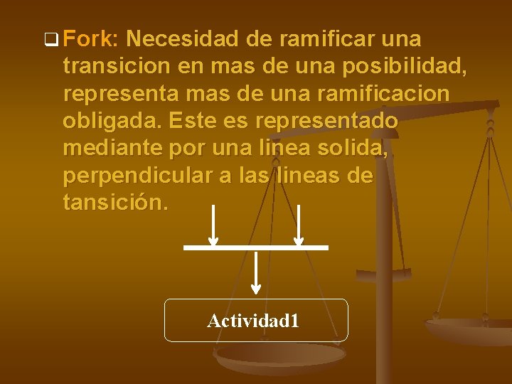 q Fork: Necesidad de ramificar una transicion en mas de una posibilidad, representa mas