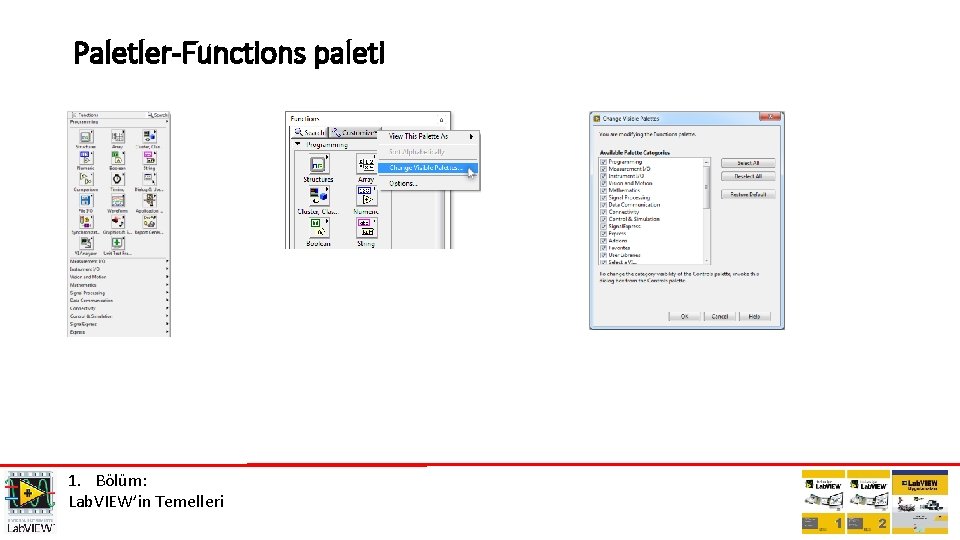 Paletler-Functions paleti 1. Bölüm: Lab. VIEW’in Temelleri 