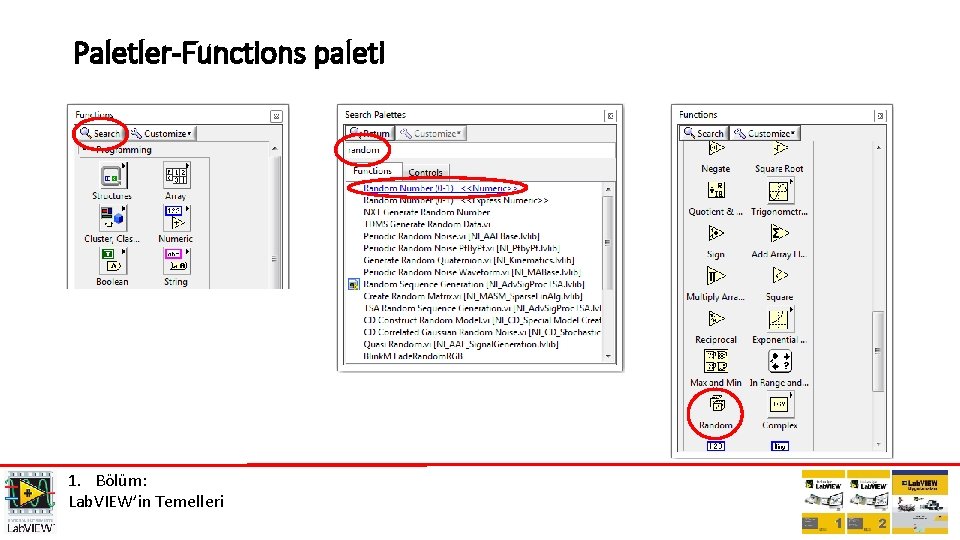 Paletler-Functions paleti 1. Bölüm: Lab. VIEW’in Temelleri 