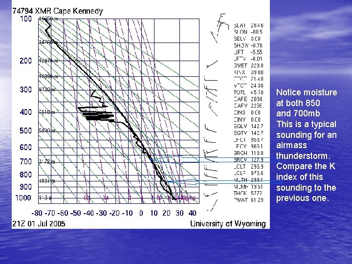 Notice moisture at both 850 and 700 mb This is a typical sounding for