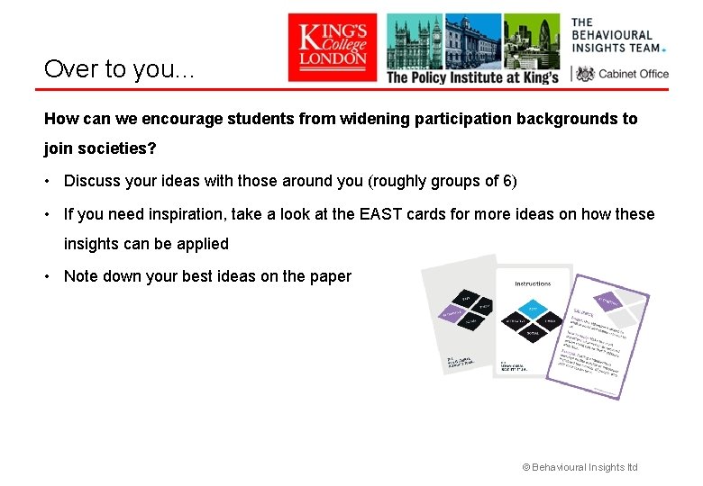 Over to you… How can we encourage students from widening participation backgrounds to join