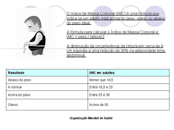 O índice de Massa Corporal (IMC) é uma fórmula que indica se um adulto