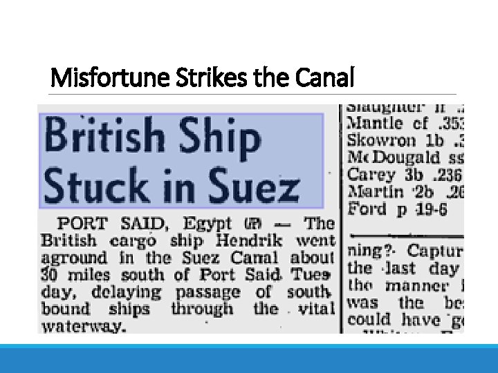 Misfortune Strikes the Canal 