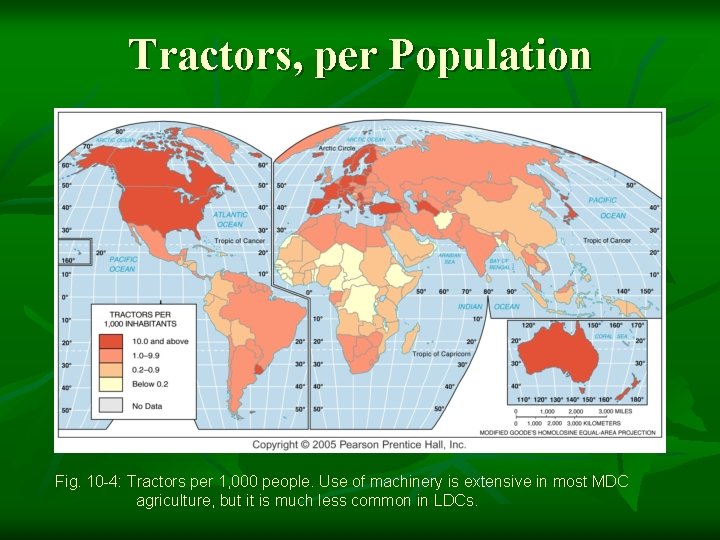 Tractors, per Population Fig. 10 -4: Tractors per 1, 000 people. Use of machinery