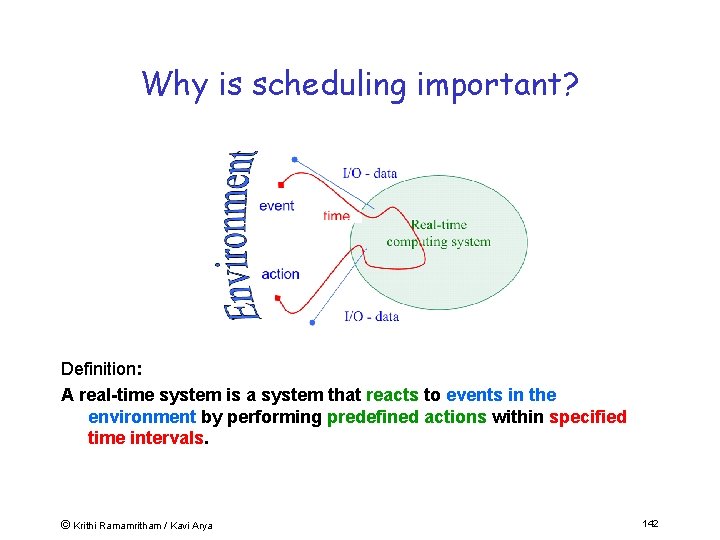 Why is scheduling important? Definition: A real-time system is a system that reacts to