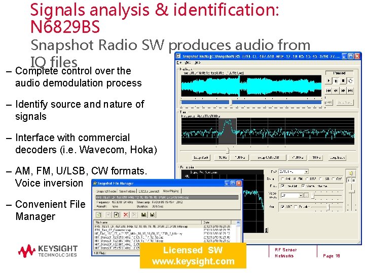 Signals analysis & identification: N 6829 BS Snapshot Radio SW produces audio from IQ