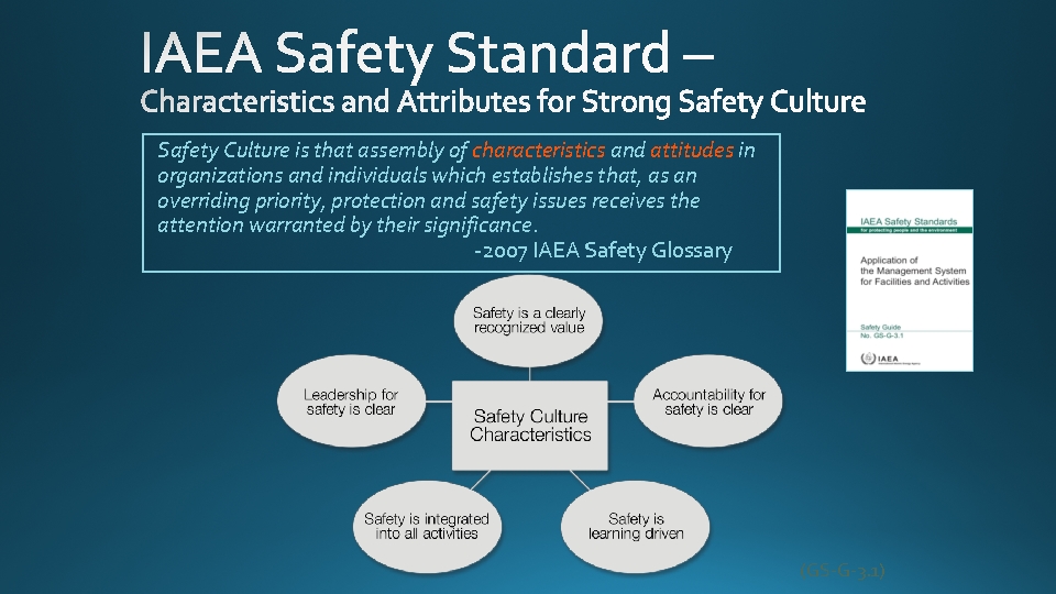Safety Culture is that assembly of characteristics and attitudes in organizations and individuals which