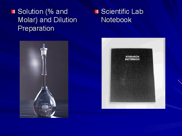 Solution (% and Molar) and Dilution Preparation Scientific Lab Notebook 