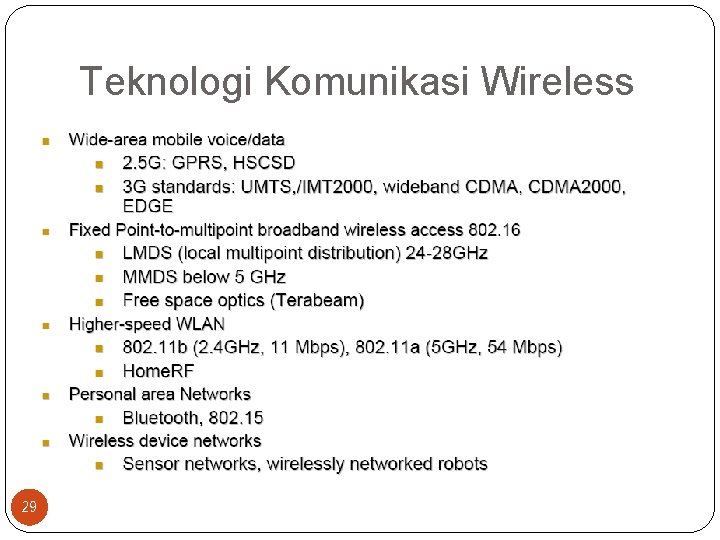 Teknologi Komunikasi Wireless 29 