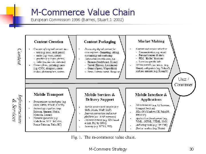 M-Commerce Value Chain European Commission 1996 (Barnes, Stuart J. 2002) M-Commere Strategy 30 
