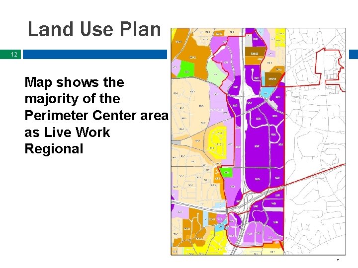 Land Use Plan 12 Map shows the majority of the Perimeter Center area as