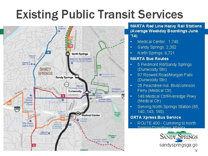 Existing Public Transit Services 25 MARTA Red Line Heavy Rail Stations (Average Weekday Boardings