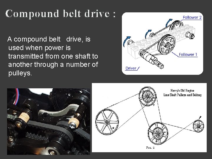 Compound belt drive : A compound belt drive, is used when power is transmitted