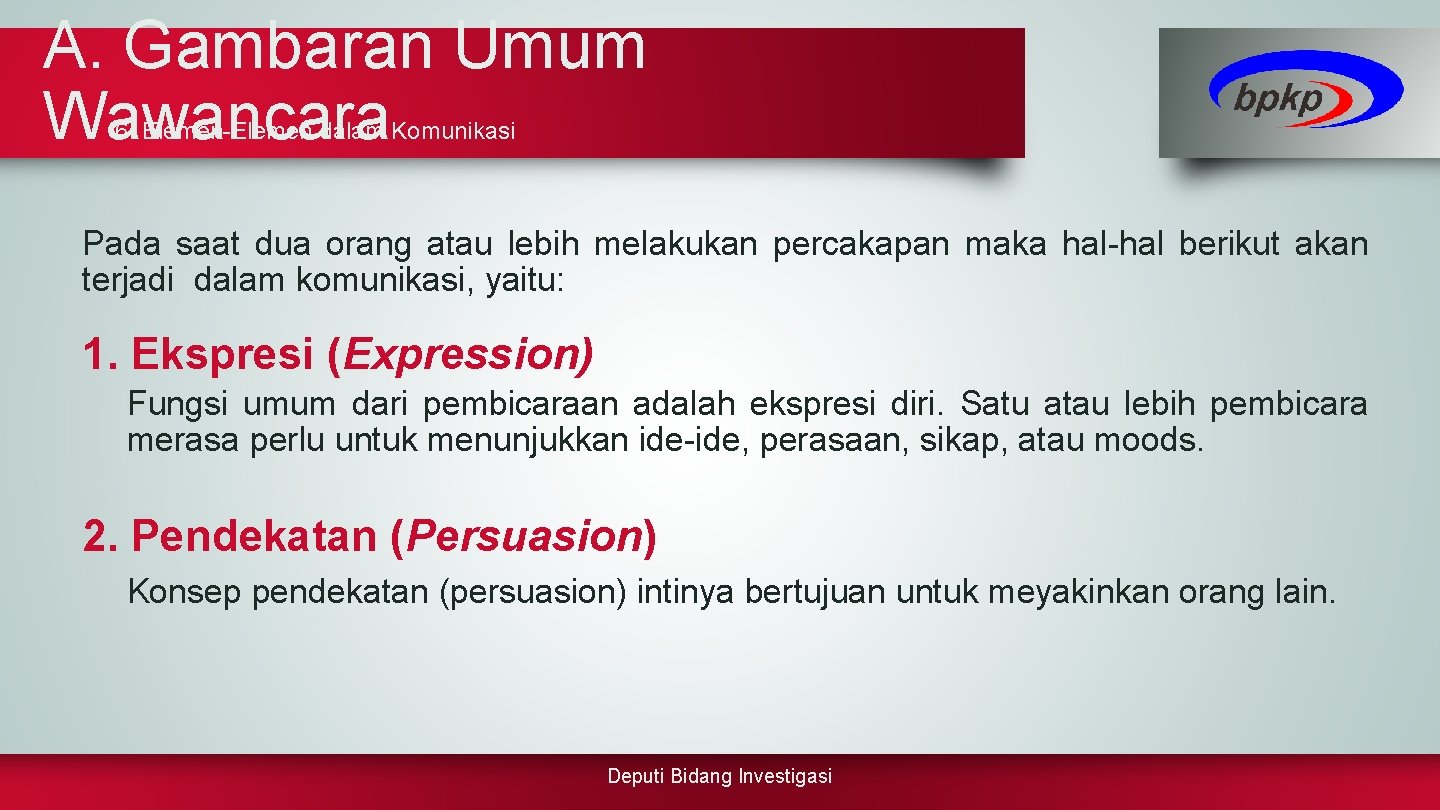 A. Gambaran Umum Wawancara 6. Elemen-Elemen dalam Komunikasi Pada saat dua orang atau lebih