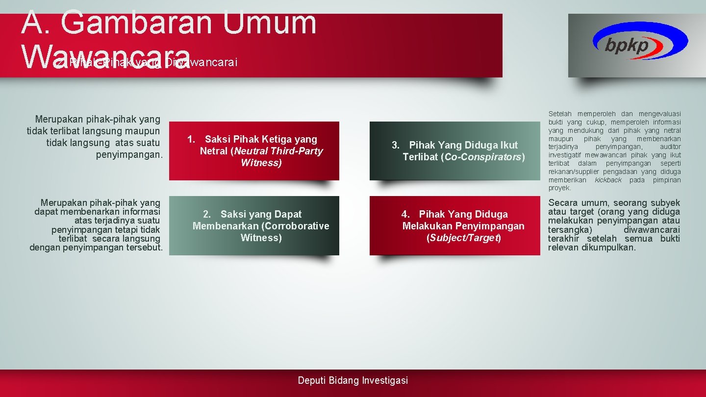 A. Gambaran Umum Wawancara 2. Pihak-Pihak yang Diwawancarai Merupakan pihak-pihak yang tidak terlibat langsung