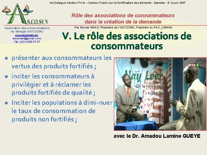 IIe Dialogue Secteur Privé – Secteur Public sur la fortification des aliments - Bamako