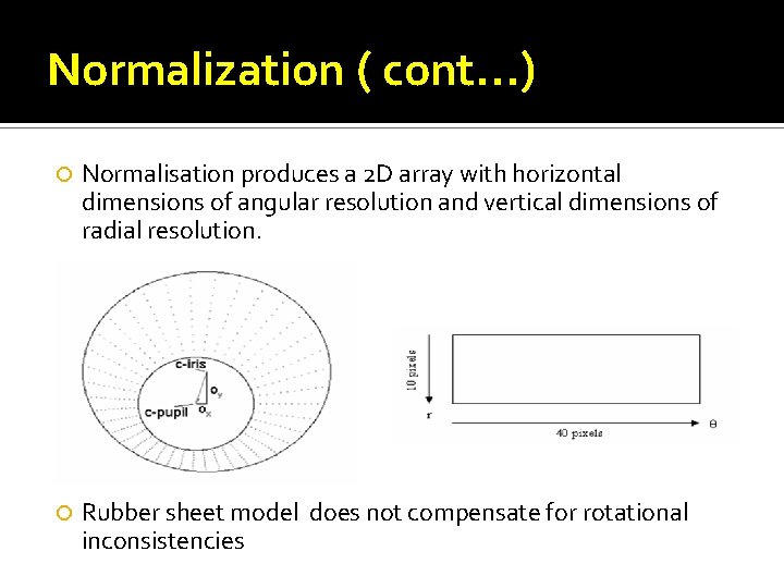 Normalization ( cont. . . ) Normalisation produces a 2 D array with horizontal