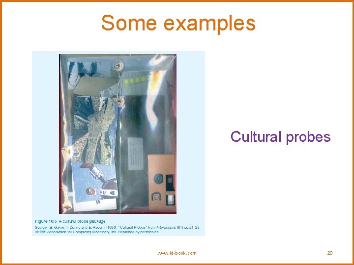 Some examples Cultural probes www. id-book. com 20 