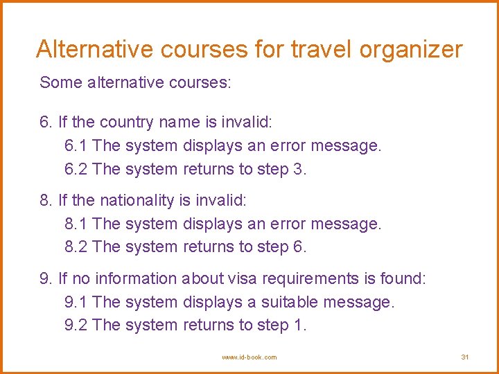 Alternative courses for travel organizer Some alternative courses: 6. If the country name is