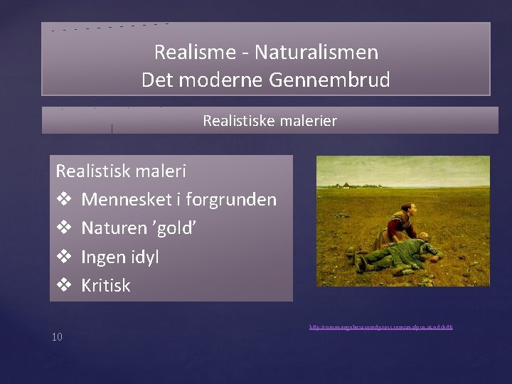 Realisme - Naturalismen Det moderne Gennembrud Realistiske malerier Realistisk maleri v Mennesket i forgrunden