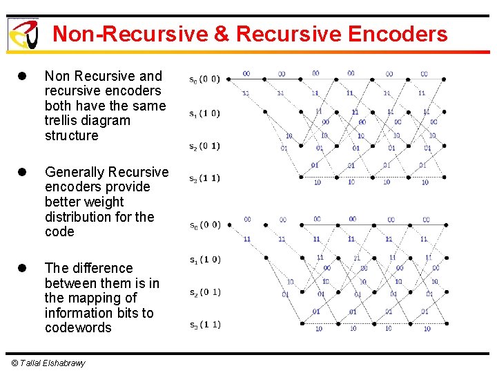 Non-Recursive & Recursive Encoders l Non Recursive and recursive encoders both have the same