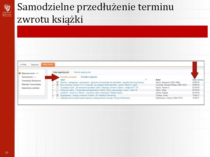 Samodzielne przedłużenie terminu zwrotu książki 17 