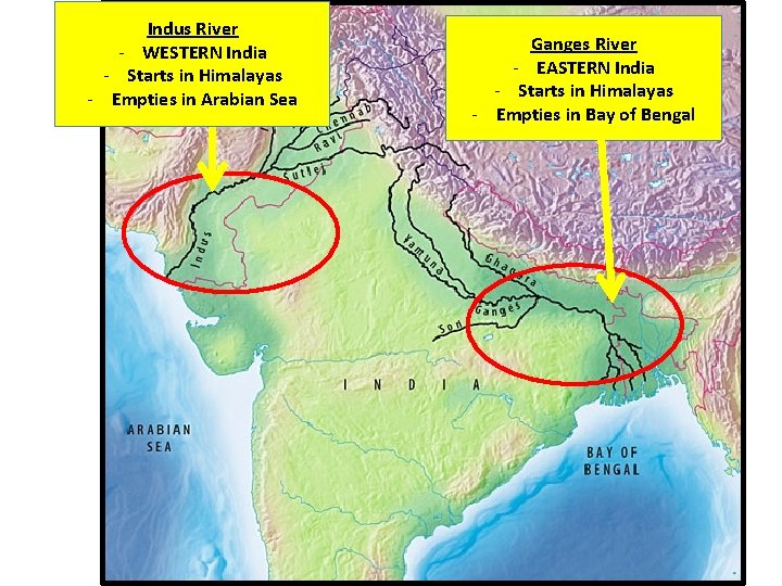 Indus River - WESTERN India - Starts in Himalayas - Empties in Arabian Sea