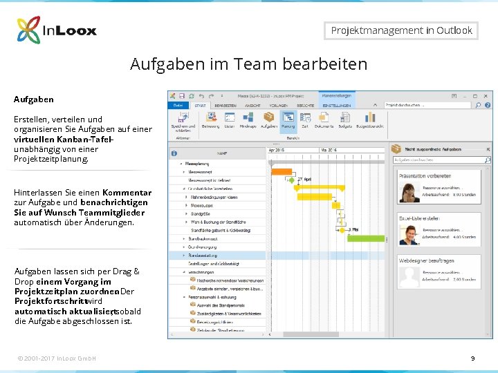 Seite 9 Projektmanagement in Outlook Aufgaben im Team bearbeiten Aufgaben Erstellen, verteilen und organisieren