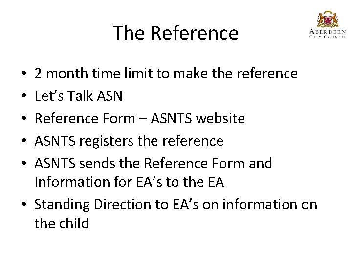 The Reference 2 month time limit to make the reference Let’s Talk ASN Reference