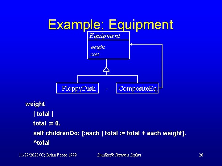 Example: Equipment weight cost Floppy. Disk . . . Composite. Eq. weight | total