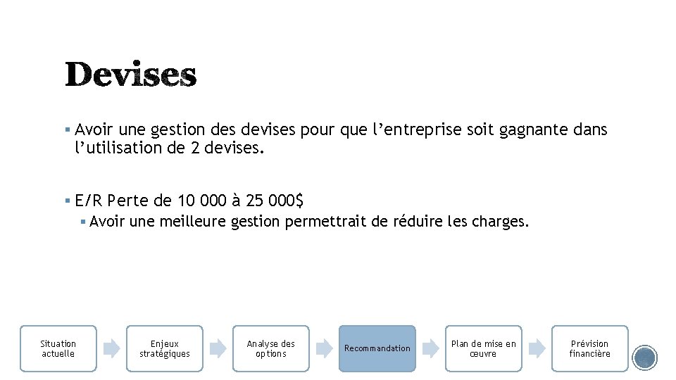 § Avoir une gestion des devises pour que l’entreprise soit gagnante dans l’utilisation de