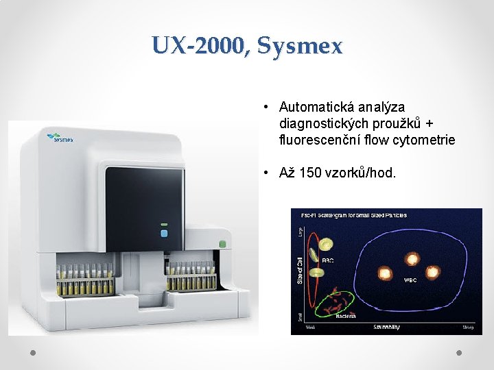 UX-2000, Sysmex • Automatická analýza diagnostických proužků + fluorescenční flow cytometrie • Až 150 UX-2000, Sysmex • Automatická analýza diagnostických proužků + fluorescenční flow cytometrie • Až 150