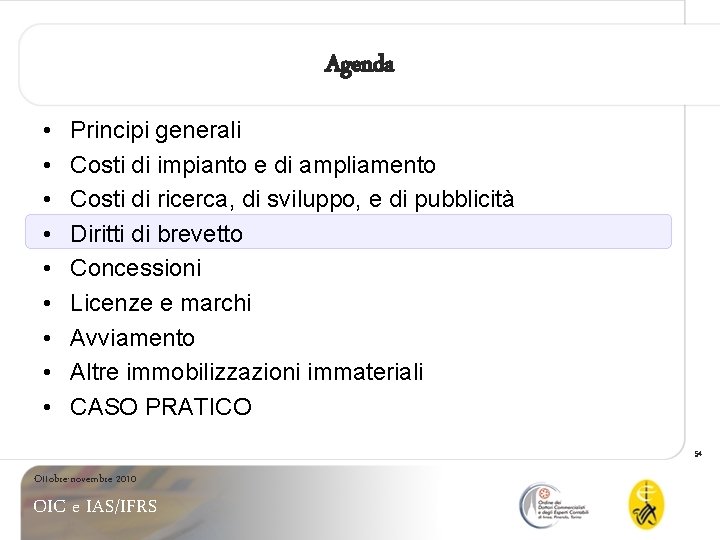 Agenda • • • Principi generali Costi di impianto e di ampliamento Costi di