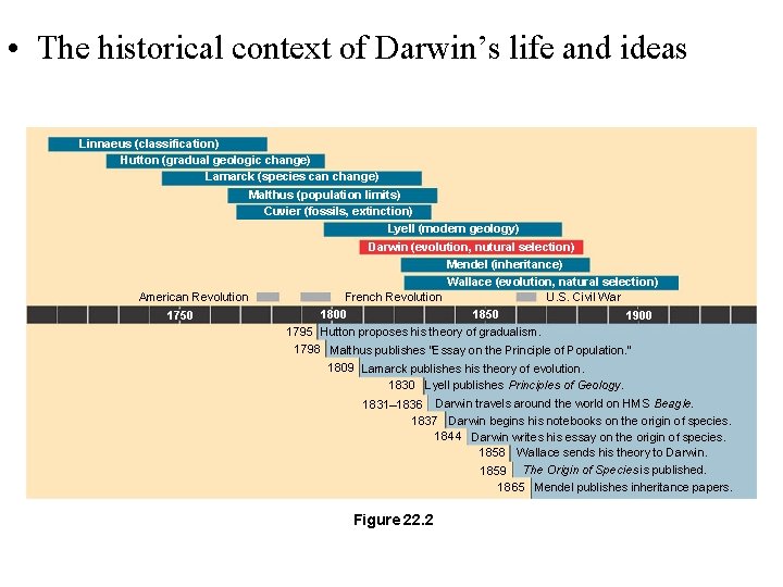  • The historical context of Darwin’s life and ideas Linnaeus (classification) Hutton (gradual