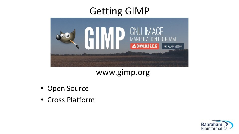 Getting GIMP www. gimp. org • Open Source • Cross Platform 