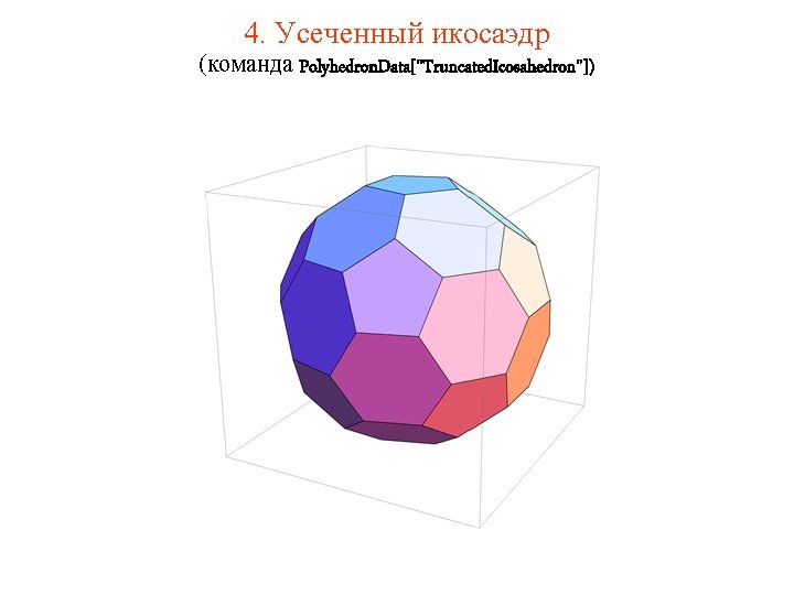 4. Усеченный икосаэдр (команда Polyhedron. Data["Truncated. Icosahedron"]) 