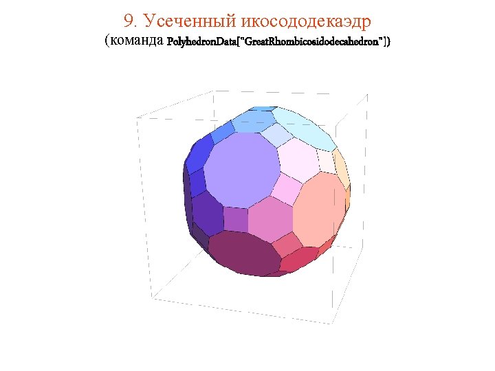 9. Усеченный икосододекаэдр (команда Polyhedron. Data["Great. Rhombicosidodecahedron"]) 