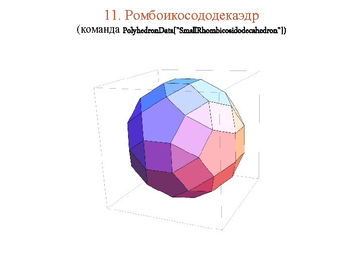 11. Ромбоикосододекаэдр (команда Polyhedron. Data["Small. Rhombicosidodecahedron"]) 