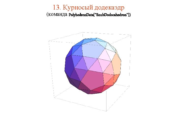 13. Курносый додекаэдр (команда Polyhedron. Data["Snub. Dodecahedron"]) 