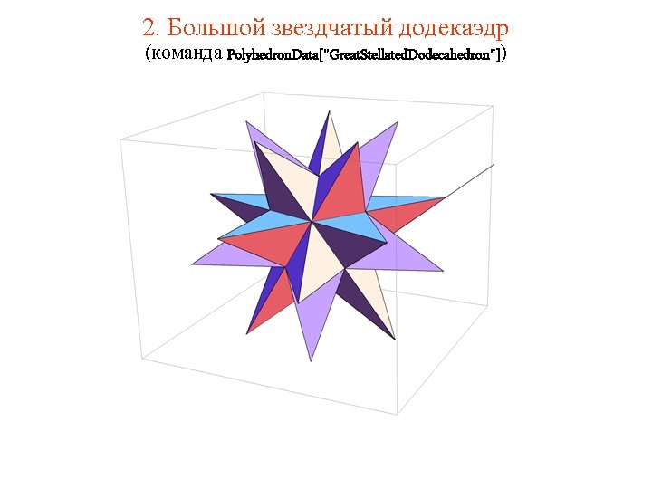 2. Большой звездчатый додекаэдр (команда Polyhedron. Data["Great. Stellated. Dodecahedron"]) 