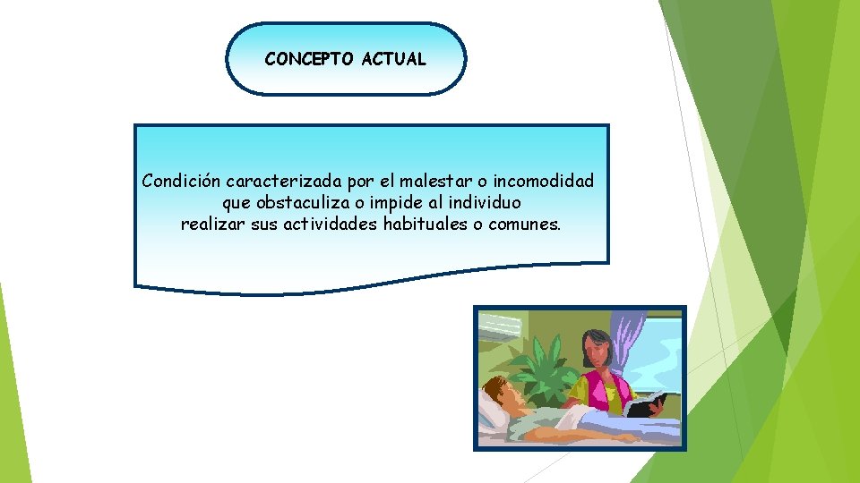 CONCEPTO ACTUAL Condición caracterizada por el malestar o incomodidad que obstaculiza o impide al