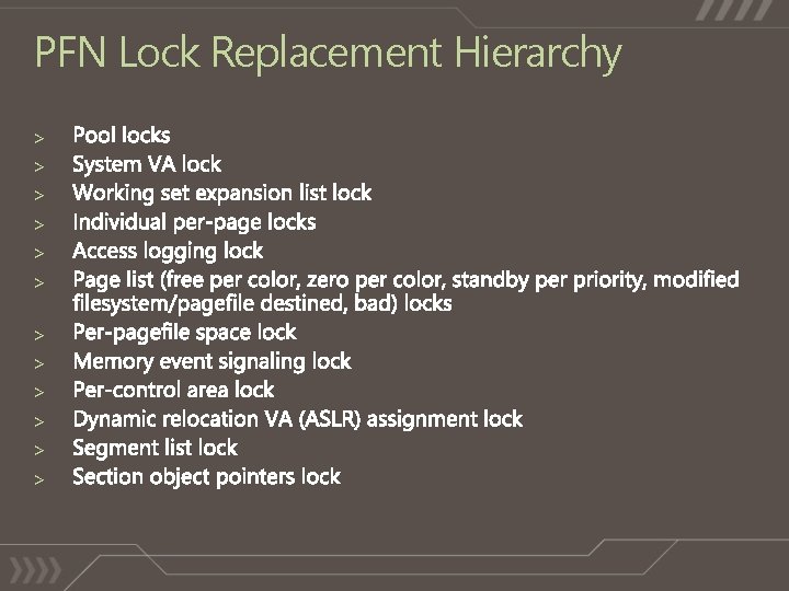 PFN Lock Replacement Hierarchy > > > 