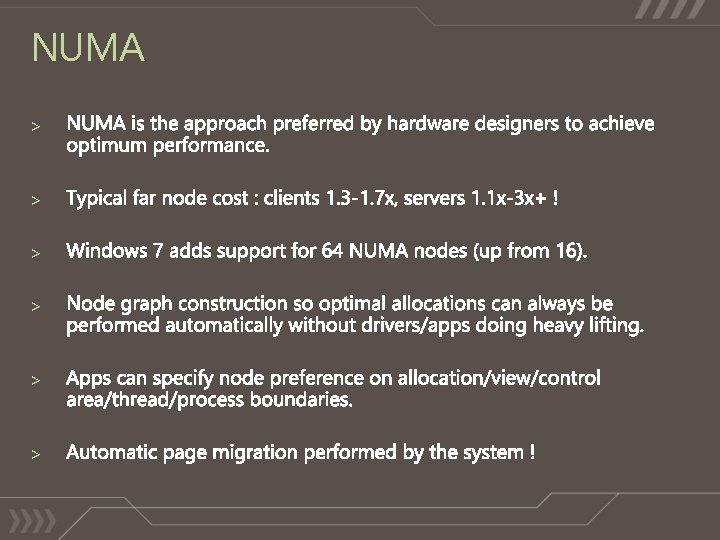 NUMA > > > 